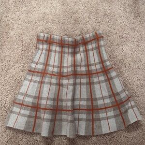 Plaid A-Line Skirt - Gray and Orange